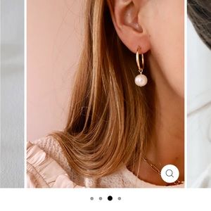 Katie Waltman Gold hoop with pearl earrings